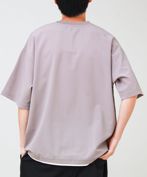 GLOSTER(グロスター)の「【フレブル刺繍/セットアップ対応】カラミ織りTEE フェイクレイヤード(Tシャツ/カットソー・メンズ・チャコールグレー/ブラック/グレイッシュベージュ・S/L/M)」の16枚目の写真