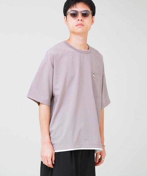 GLOSTER(グロスター)の「【フレブル刺繍/セットアップ対応】カラミ織りTEE フェイクレイヤード(Tシャツ/カットソー・メンズ・チャコールグレー/ブラック/グレイッシュベージュ・S/L/M)」の17枚目の写真