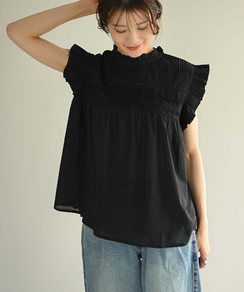 Muffiny(マフィニー)の「シャーリングデザインフレアチュニック(Tシャツ/カットソー・レディース・ブラック/レッド/オフホワイト・MEDIUM)」の13枚目の写真