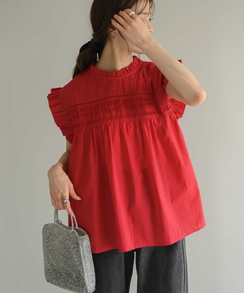 Muffiny(マフィニー)の「シャーリングデザインフレアチュニック(Tシャツ/カットソー・レディース・ブラック/レッド/オフホワイト・MEDIUM)」の22枚目の写真