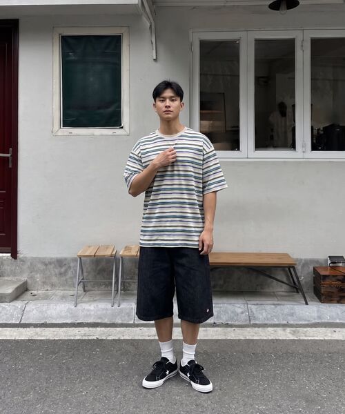 LETTERCOMO(レテルコモ)の「エビニュー ストライプ ハーフスリーブ 半袖Tシャツ ブルーグリーン(Tシャツ/カットソー・メンズ・ブルー・MEDIUM/LARGE/X-LARGE)」の11枚目の写真