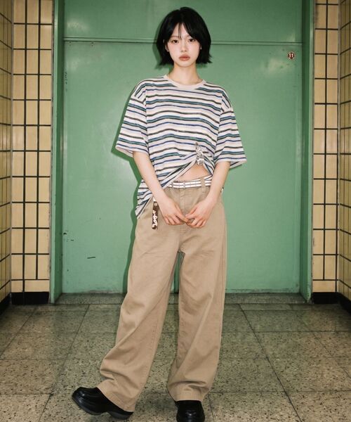 LETTERCOMO(レテルコモ)の「エビニュー ストライプ ハーフスリーブ 半袖Tシャツ ブルーグリーン(Tシャツ/カットソー・メンズ・ブルー・MEDIUM/LARGE/X-LARGE)」の7枚目の写真