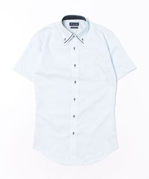 TOKYO SHIRTS(トウキョウシャツ)の「【超形態安定】【吸水速乾】 形態安定ノンアイロン ボタンダウン 半袖ビジネスワイシャツ(ビジネスシャツ・メンズ・グリーン・首回り37cm/首回り39cm/首回り41cm/首回り42cm/首回り43cm)」の6枚目の写真