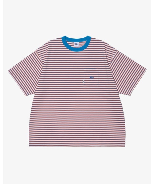 KEBOZ(ケボズ)の「MULTI BORDER S/S TEE(Tシャツ/カットソー・メンズ・ネイビー/レッド/ホワイト×ブルー・S/M/L/XL)」の2枚目の写真