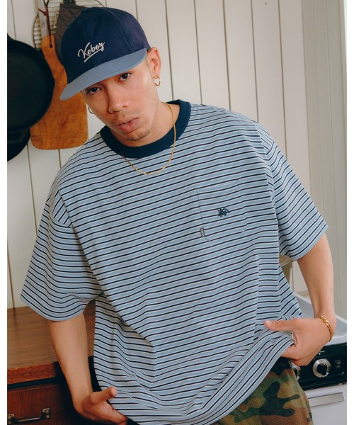 KEBOZ(ケボズ)の「MULTI BORDER S/S TEE(Tシャツ/カットソー・メンズ・ネイビー/レッド/ホワイト×ブルー・S/M/L/XL)」の10枚目の写真