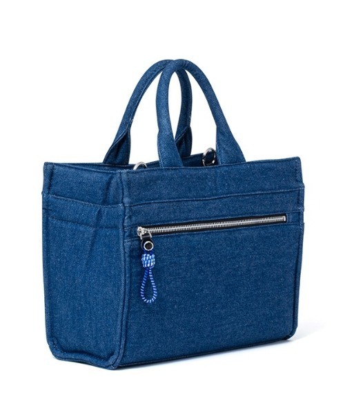 MANIUNO（マニウノ）の「MANIUNO(マニウノ) Denim 　デニムスクエアミニトート（M）（トートバッグ・メンズ・ネイビー/カーキ・FREE）」の4枚目の写真
