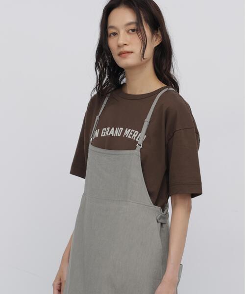 human woman(ヒューマンウーマン)の「◆フロッキープリントクルーネックTシャツ(Tシャツ/カットソー・レディース・ホワイト/ベージュ/ブラウン・MEDIUM)」の3枚目の写真
