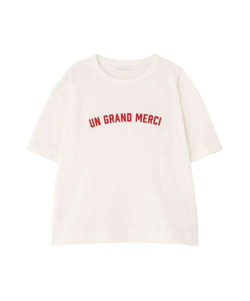 human woman（ヒューマンウーマン）の「◆フロッキープリントクルーネックＴシャツ（Tシャツ/カットソー・レディース・ホワイト/ベージュ/ブラウン・MEDIUM）」の5枚目の写真