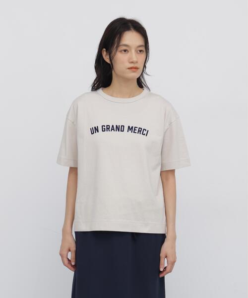 human woman(ヒューマンウーマン)の「◆フロッキープリントクルーネックTシャツ(Tシャツ/カットソー・レディース・ホワイト/ベージュ/ブラウン・MEDIUM)」の16枚目の写真