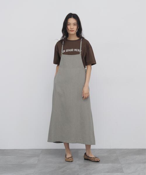 human woman(ヒューマンウーマン)の「◆フロッキープリントクルーネックTシャツ(Tシャツ/カットソー・レディース・ホワイト/ベージュ/ブラウン・MEDIUM)」の8枚目の写真
