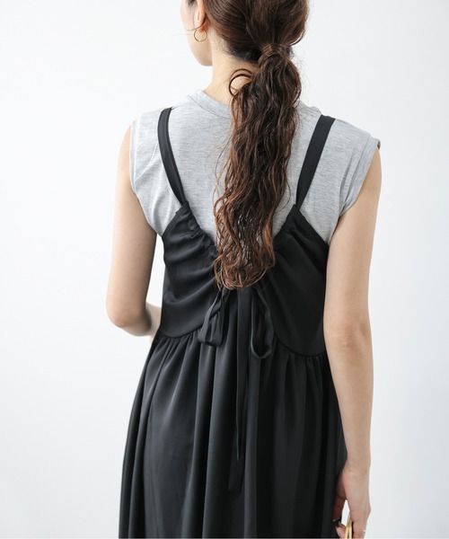 AMELY（エミリー）の「バックリボンキャミワンピース（サロペット/オーバーオール・レディース・ブラウン/ブラック・フリー）」の18枚目の写真