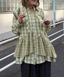 【長袖ver.】ネクタイ付きティアードチュニックシャツワンピース