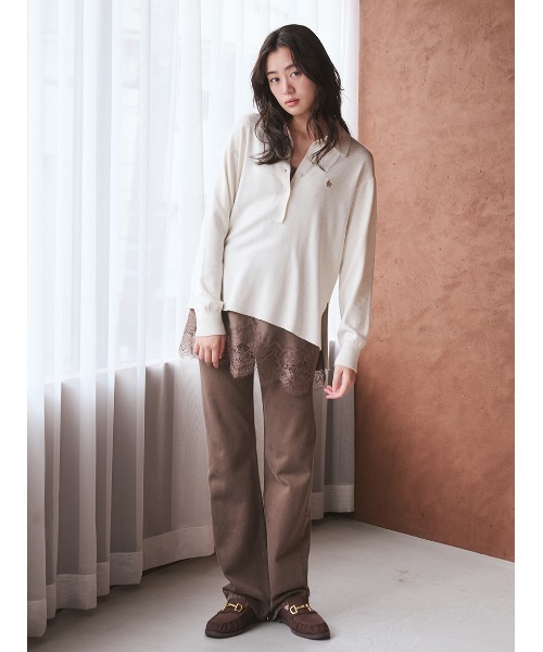 Mila Owen(ミラオーウェン)の「シルク混スキッパーポロニット(ポロシャツ・レディース・ライトピンク/アイボリー/キャメル・F)」の11枚目の写真