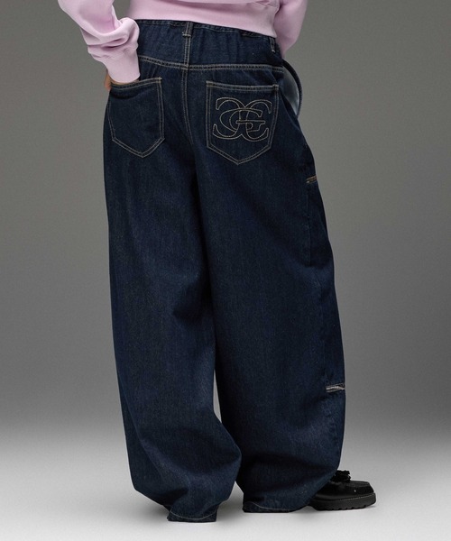 X-girl(エックスガール)の「DOUBLE KNEE EASY PANTS(デニムパンツ・レディース・レオパード/カモフラージュ/インディゴブルー・S/M)」の6枚目の写真