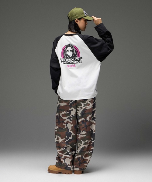 X-girl(エックスガール)の「DOUBLE KNEE EASY PANTS(デニムパンツ・レディース・レオパード/カモフラージュ/インディゴブルー・S/M)」の12枚目の写真
