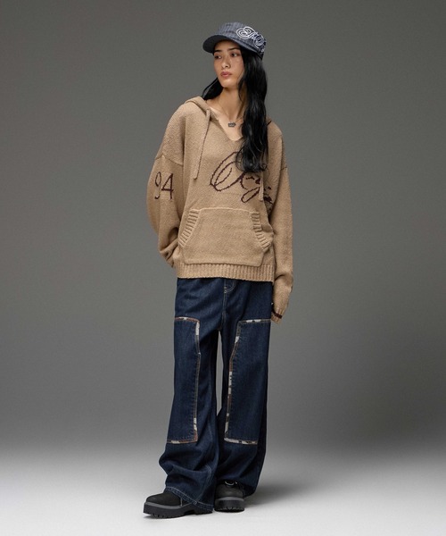 X-girl(エックスガール)の「DOUBLE KNEE EASY PANTS(デニムパンツ・レディース・レオパード/カモフラージュ/インディゴブルー・S/M)」の21枚目の写真