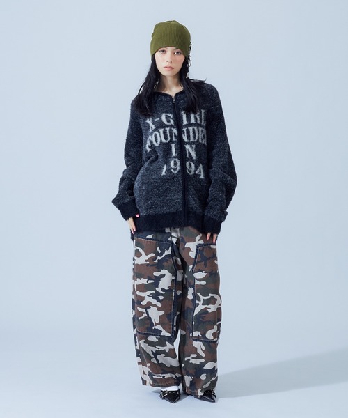 X-girl(エックスガール)の「DOUBLE KNEE EASY PANTS(デニムパンツ・レディース・レオパード/カモフラージュ/インディゴブルー・S/M)」の15枚目の写真