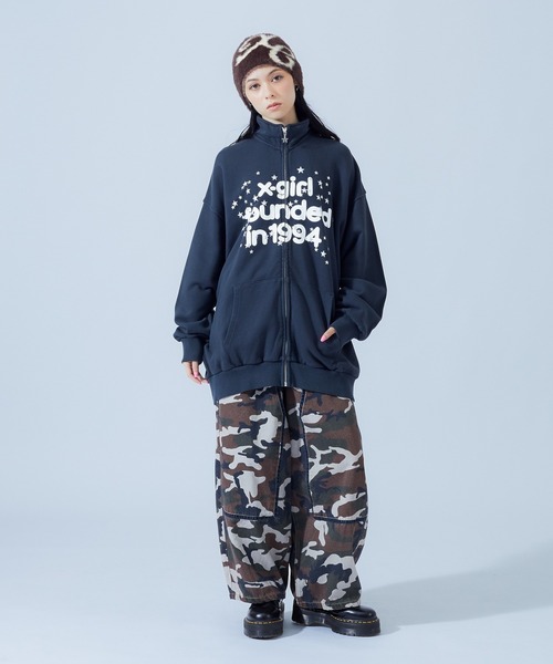 X-girl(エックスガール)の「DOUBLE KNEE EASY PANTS(デニムパンツ・レディース・レオパード/カモフラージュ/インディゴブルー・S/M)」の16枚目の写真