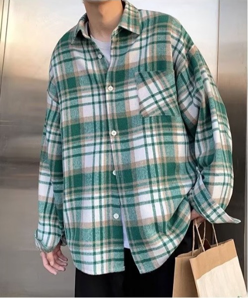 DOUBLE STEAL(ダブルスティール)の「DSビッグチェック長袖シャツ(シャツ/ブラウス・メンズ・グリーン/ブルー・MEDIUM/X-LARGE/LARGE)」の1枚目の写真