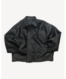 THUMB（ダム）の「Lamb skin Faux Leather jacket (Black)（ムートンコート）」