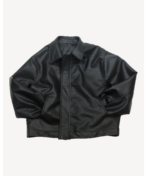 THUMB(ダム)の「Lamb skin Faux Leather jacket (Black)(ムートンコート・メンズ・ブラック・FREE)」の1枚目の写真
