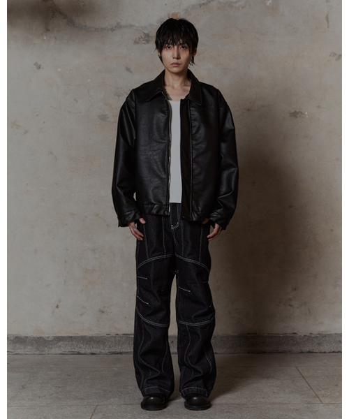THUMB(ダム)の「Lamb skin Faux Leather jacket (Black)(ムートンコート・メンズ・ブラック・FREE)」の9枚目の写真