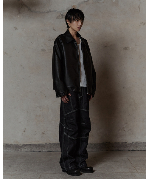 THUMB(ダム)の「Lamb skin Faux Leather jacket (Black)(ムートンコート・メンズ・ブラック・FREE)」の8枚目の写真