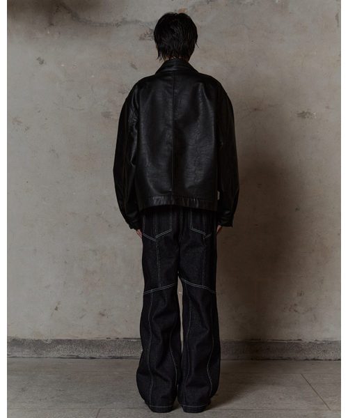 THUMB(ダム)の「Lamb skin Faux Leather jacket (Black)(ムートンコート・メンズ・ブラック・FREE)」の7枚目の写真