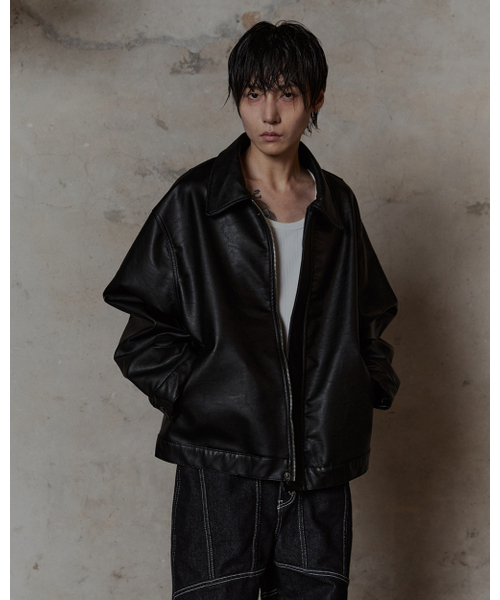 THUMB(ダム)の「Lamb skin Faux Leather jacket (Black)(ムートンコート・メンズ・ブラック・FREE)」の5枚目の写真