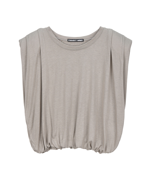 PROJECT WAVE(プロジェクトウェーブ)の「Shirred Pad Top (4COLOR)(Tシャツ/カットソー・レディース・ダークグレー/ブラック/Beige/アイボリー・FREE)」の4枚目の写真