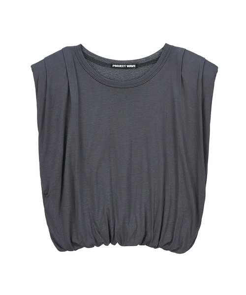 PROJECT WAVE(プロジェクトウェーブ)の「Shirred Pad Top (4COLOR)(Tシャツ/カットソー・レディース・ダークグレー/ブラック/Beige/アイボリー・FREE)」の3枚目の写真