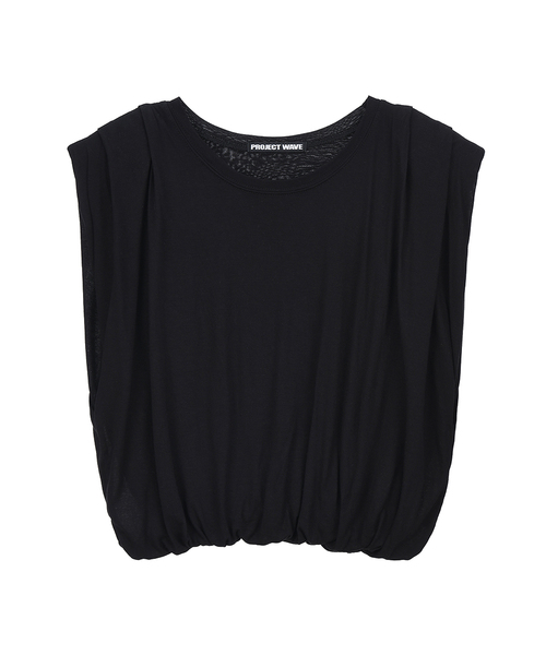 PROJECT WAVE(プロジェクトウェーブ)の「Shirred Pad Top (4COLOR)(Tシャツ/カットソー・レディース・ダークグレー/ブラック/Beige/アイボリー・FREE)」の2枚目の写真