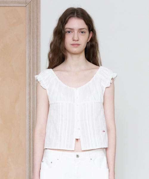 TTUDEMENT(トュードメント)の「EYELET OFF-SHOULDER BLOUSE_WHITE(シャツ/ブラウス・レディース・その他・SMALL/MEDIUM)」の2枚目の写真