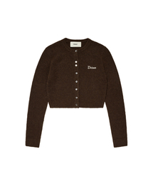 ALPACA ROUND KNIT CARDIGAN IN BROWN