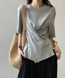 ストライプクロスデザインTシャツ