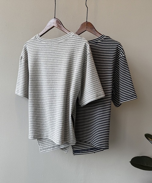 Girly Doll(ガーリードール)の「ストライプクロスデザインTシャツ(Tシャツ/カットソー・レディース・グレー/ブラック・M/L)」の15枚目の写真