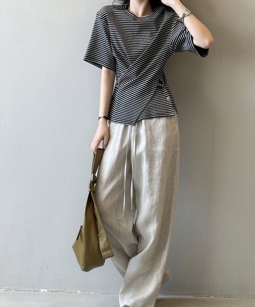 Girly Doll(ガーリードール)の「ストライプクロスデザインTシャツ(Tシャツ/カットソー・レディース・グレー/ブラック・M/L)」の11枚目の写真