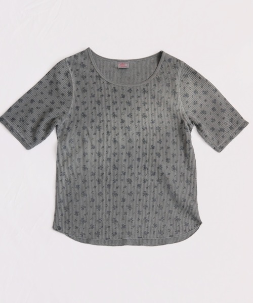 JEMORGAN(ジェーイーモーガン)の「ワッフルフラワー柄 ピグメントハーフスリーブクルーT(パック入)(Tシャツ/カットソー・レディース・グレー/グリーン/イエロー/ブルー・FREE)」の1枚目の写真