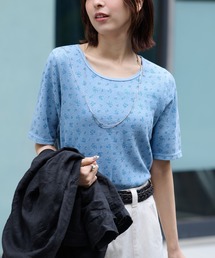 ワッフルフラワー柄 ピグメントハーフスリーブクルーT(パック入)