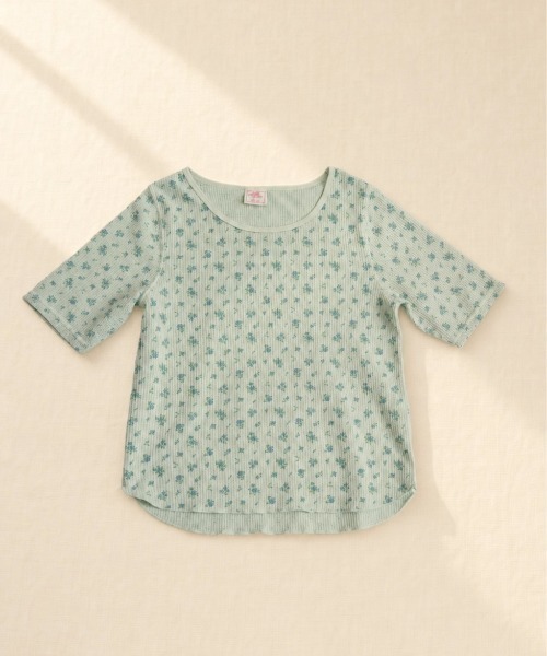 JEMORGAN(ジェーイーモーガン)の「ワッフルフラワー柄 ピグメントハーフスリーブクルーT(パック入)(Tシャツ/カットソー・レディース・グレー/グリーン/イエロー/ブルー・FREE)」の2枚目の写真