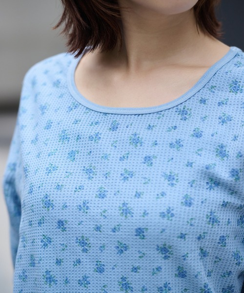 JEMORGAN(ジェーイーモーガン)の「ワッフルフラワー柄 ピグメントハーフスリーブクルーT(パック入)(Tシャツ/カットソー・レディース・グレー/グリーン/イエロー/ブルー・FREE)」の6枚目の写真