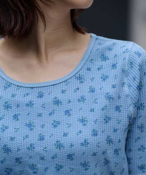 JEMORGAN(ジェーイーモーガン)の「ワッフルフラワー柄 ピグメントハーフスリーブクルーT(パック入)(Tシャツ/カットソー・レディース・グレー/グリーン/イエロー/ブルー・FREE)」の7枚目の写真