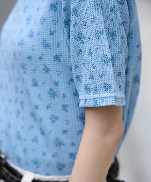 JEMORGAN(ジェーイーモーガン)の「ワッフルフラワー柄 ピグメントハーフスリーブクルーT(パック入)(Tシャツ/カットソー・レディース・グレー/グリーン/イエロー/ブルー・FREE)」の9枚目の写真