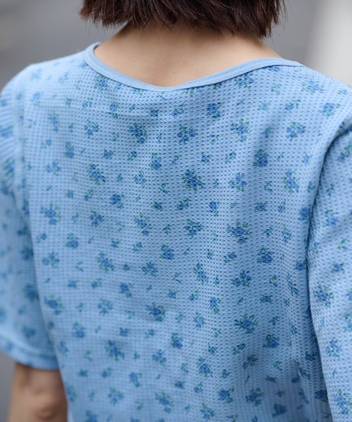 JEMORGAN(ジェーイーモーガン)の「ワッフルフラワー柄 ピグメントハーフスリーブクルーT(パック入)(Tシャツ/カットソー・レディース・グレー/グリーン/イエロー/ブルー・FREE)」の10枚目の写真