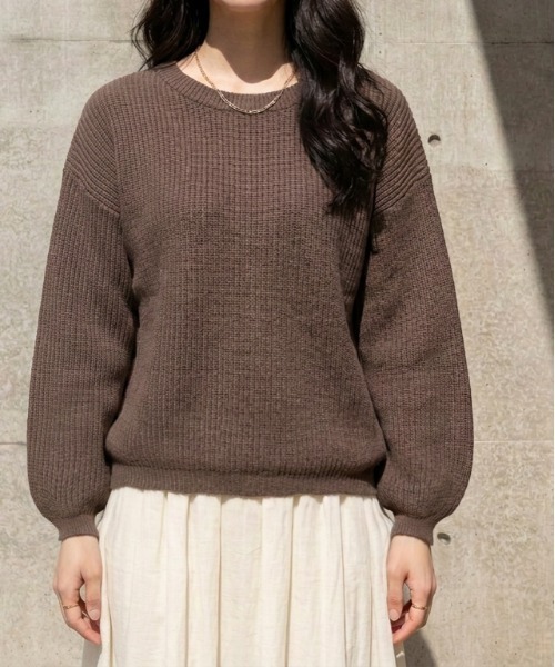 La-gemme(ラジェム)の「リブ編み ボリューム袖ニットプルオーバー/(ニット/セーター・レディース・グレー/ブラック/アイボリー/ブラウン・フリー)」の10枚目の写真