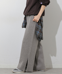 ウォッシャブルウールミックスワイドパンツ