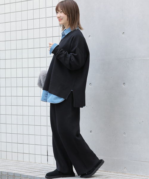 JOURNAL STANDARD relume（ジャーナルスタンダード　レリューム）の「ウォッシャブルウールミックスワイドパンツ（その他パンツ・レディース・ブラック/グレー・FREE）」の4枚目の写真