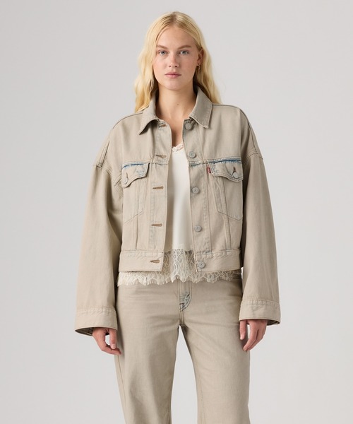 Levi's（リーバイス）の「Levi's/リーバイス ROSE（ロゼ）着用 ルーズ クロップド トラッカージャケット（デニムジャケット・レディース・ベージュ・M/S/XS）」の10枚目の写真