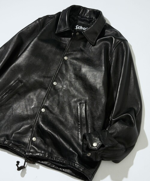 Schott(ショット)の「Schott/ショット Exclusive COACH JKT/別注 シープレザー コーチジャケット(ライダースジャケット・メンズ・ブラック・LARGE/MEDIUM/X-LARGE/SMALL)」の1枚目の写真