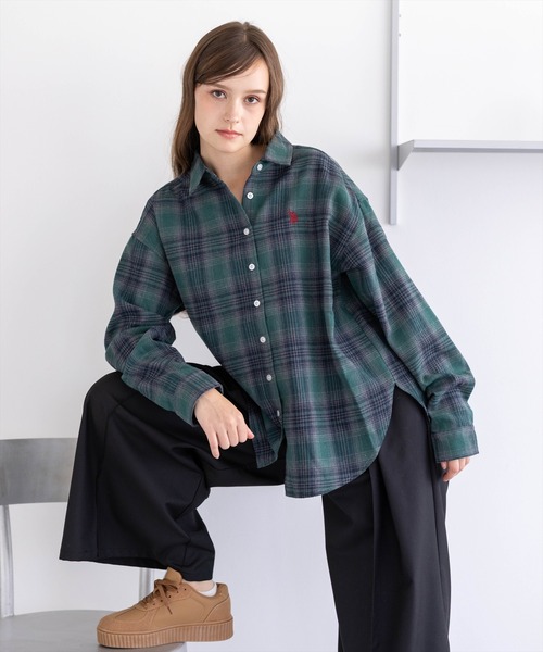 U.S. POLO ASSN.(ユーエスポロアッスン)の「【U.S. POLO ASSN.】clear 別注 チェックネルシャツ(シャツ/ブラウス・レディース・ブラウン/グリーン/ブラック・F)」の3枚目の写真